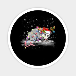 Possum Christmas Lights Santa Reindeer Possum Lover Magnet